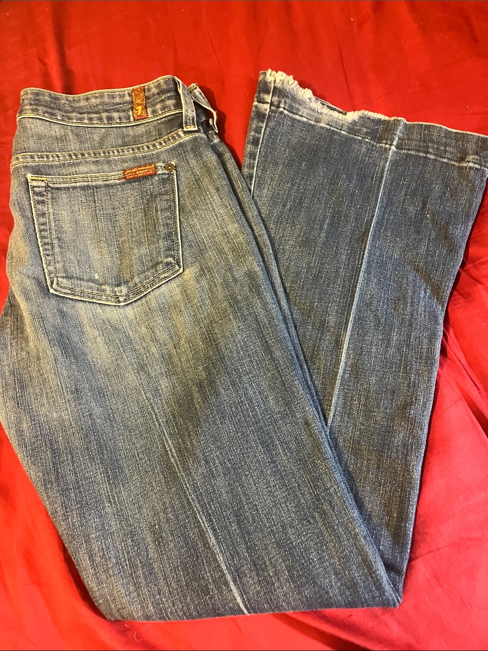 7 For All Mankind Women's Blue Flared Jeans